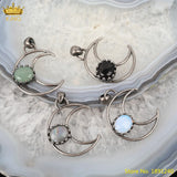 Quartz Crystal Oval Beads Pendant Jewelry, Moon Charms for DIY Making
