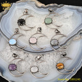 Quartz Crystal Oval Beads Pendant Jewelry, Moon Charms for DIY Making