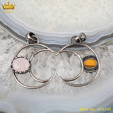 Quartz Crystal Oval Beads Pendant Jewelry, Moon Charms for DIY Making
