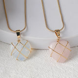 Quartz Crystal Heart Chakra Stone Necklace for Women
