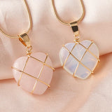 Quartz Crystal Heart Chakra Stone Necklace for Women