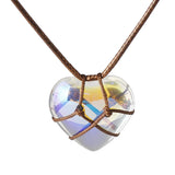 Quartz Crystal Heart Chakra Stone Necklace for Women