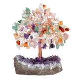 Quartz Crystal Money Tree & Amethyst Cluster Base Luck Wealth Fengshui Decor