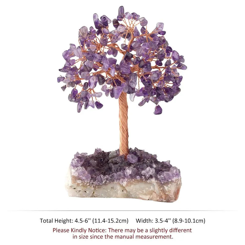 Quartz Crystal Money Tree & Amethyst Cluster Base Luck Wealth Fengshui Decor