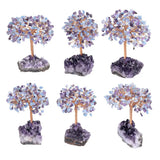 Quartz Crystal Money Tree & Amethyst Cluster Base Luck Wealth Fengshui Decor