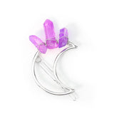 Quartz Crystal Hairpin Barrette Moon Crescent Hair Clips