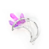 Quartz Crystal Hairpin Barrette Moon Crescent Hair Clips