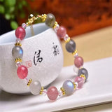 Quartz Crystal Strawberry Crystal Labradorite Bracelet