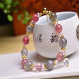 Quartz Crystal Strawberry Crystal Labradorite Bracelet