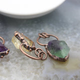 Quartz Fluorite/Citrines/Amethysts Pendant, Healing Crystal Necklace