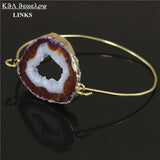 Quartz Geode Stone Bracelet Drusy Bangle for Women