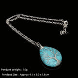 Opal Stone Necklace Rose Tree of Life Crystal Pendant