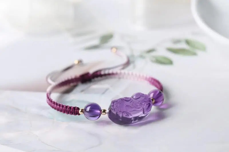 Natural Quartz Pixiu Amethyst Rose Quartz Bracelet