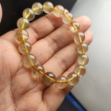 Natural Quartz Rutilated Bracelet 12mm Hair Crystal Beads Elastic Lucky Amulet