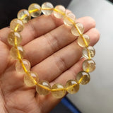 Natural Quartz Rutilated Bracelet 12mm Hair Crystal Beads Elastic Lucky Amulet