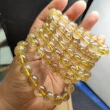 Natural Quartz Rutilated Bracelet 12mm Hair Crystal Beads Elastic Lucky Amulet