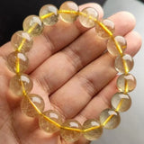 Natural Quartz Rutilated Bracelet 12mm Hair Crystal Beads Elastic Lucky Amulet