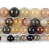 Natural Quartz Rutilated Stone Beads Round 6-10mm