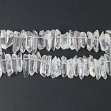 Natural Quartz Stick Beads Top Drilled Silver Raw Gems Loose Point Beads