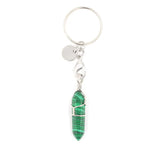 Quartz Stone Keychain Bullet Hexagonal Crystal Key Ring