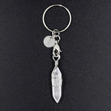 Quartz Stone Keychain Bullet Hexagonal Crystal Key Ring