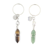 Quartz Stone Keychain Bullet Hexagonal Crystal Key Ring