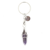 Quartz Stone Keychain Bullet Hexagonal Crystal Key Ring