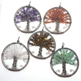 Natural Quartz Tree of Life Pendant Copper Wire Wrapped Charms