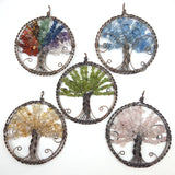 Natural Quartz Tree of Life Pendant Copper Wire Wrapped Charms