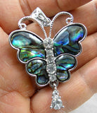 Quartz Crystal Abalone Shell Butterfly Pendant for DIY Jewelry Making