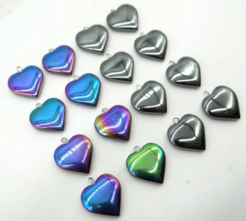 Quartz Titanium Hematite Heart Pendant for DIY Jewelry Making