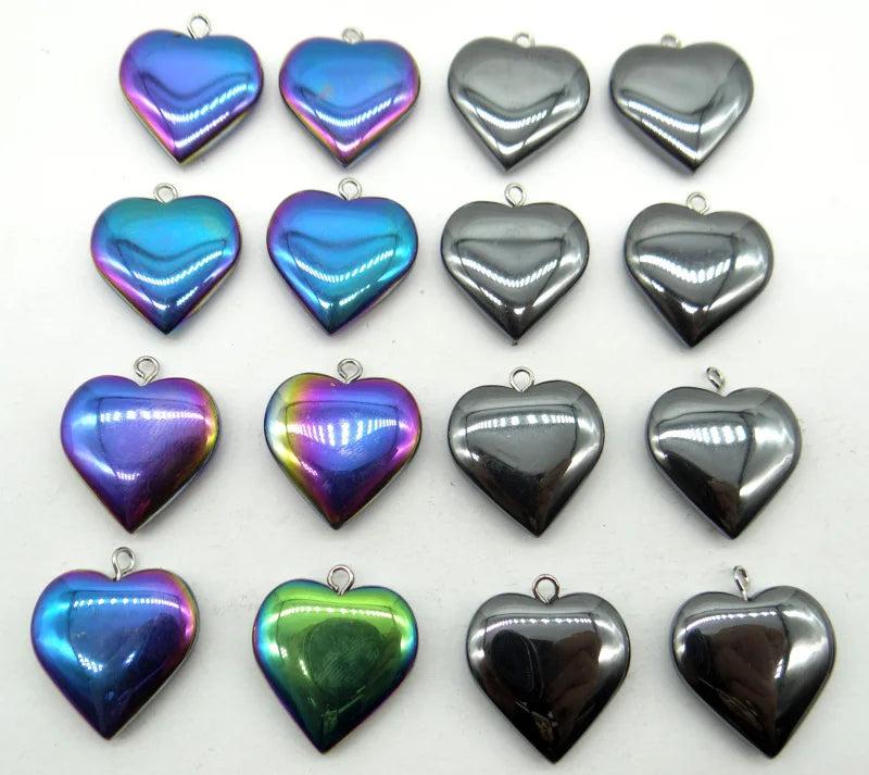 Quartz Titanium Hematite Heart-shaped Pendant for DIY Jewelry Making