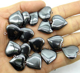 Quartz Titanium Hematite Heart-shaped Pendant for DIY Jewelry Making