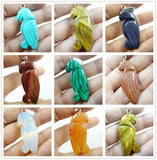 Natural Quartz Turquoise Tiger Eye Bird Pendant for DIY Jewelry Making