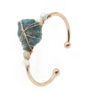 Natural Quartzs Stone Open Bracelet Wire Wrap Raw Crystal Bangle