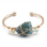 Natural Quartzs Stone Open Bracelet Wire Wrap Raw Crystal Bangle