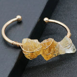 Natural Quartzs Stone Open Bracelet Wire Wrap Raw Crystal Bangle