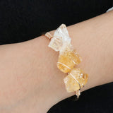 Natural Quartzs Stone Open Bracelet Wire Wrap Raw Crystal Bangle