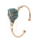 Natural Quartzs Stone Open Bracelet Wire Wrap Raw Crystal Bangle