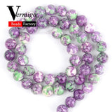 Rain Flower Stone Beads Pink Purple Green Round Spacer Beads 4mm-12mm