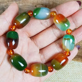 Malachite Green Agate Barrel Bead Bracelet Rough Stone Bracelet