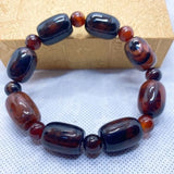 Malachite Green Agate Barrel Bead Bracelet Rough Stone Bracelet