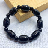 Malachite Green Agate Barrel Bead Bracelet Rough Stone Bracelet