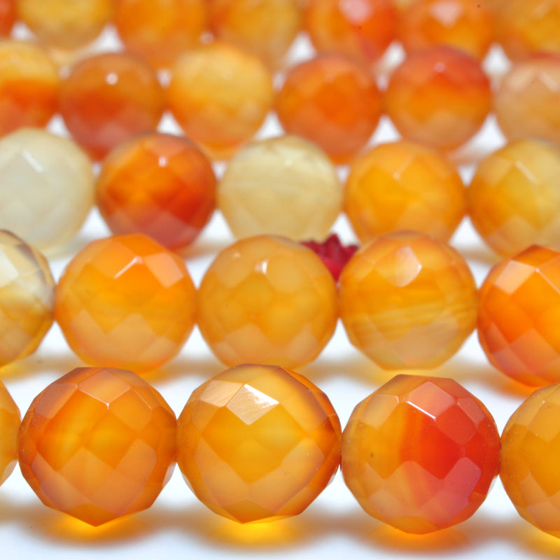 Natural Rainbow Agate Faceted Beads Orange Red Gemstone Bracelet Necklace DIY