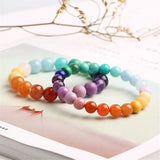 Mixed Chalcedony Lapis Amazonite Rose Quartz Agate Stone Bracelet 8mm 10mm 12mm