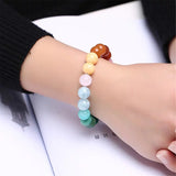 Mixed Chalcedony Lapis Amazonite Rose Quartz Agate Stone Bracelet 8mm 10mm 12mm