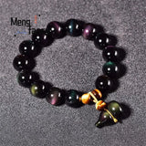 Rainbow Eye Crystal Round Gourd Bracelet Charms Men Women Couple Bangle