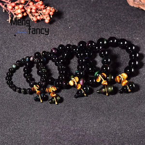 Rainbow Eye Crystal Round Gourd Bracelet Charms Men Women Couple Bangle