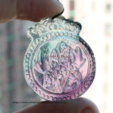 Natural Rainbow Fluorite Carved Pendant 31x39mm