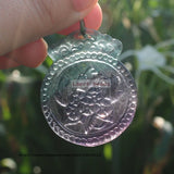 Natural Rainbow Fluorite Carved Pendant 31x39mm